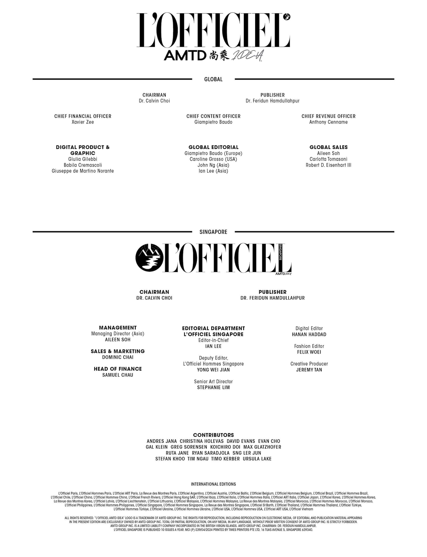 L'Officiel Masthead