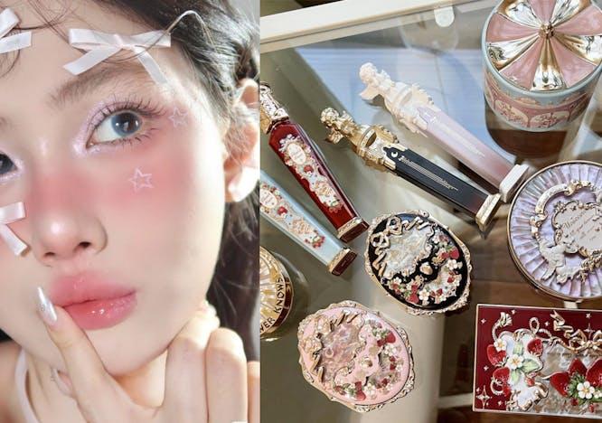 head person face cosmetics bottle perfume jewelry locket pendant makeup